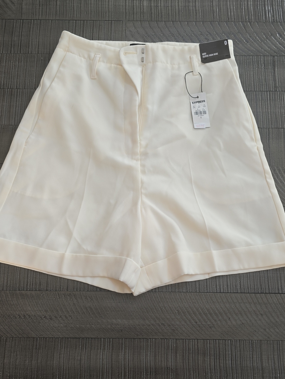 Express Cream High-Rise Dress Bermuda Shorts
